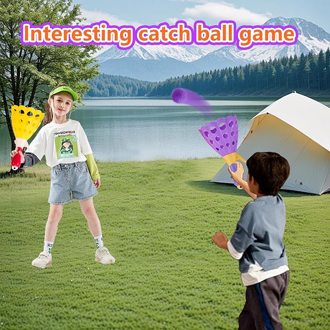 Outdoor Indoor Game Activities for Kids with 2 Catch Launcher Baskets and 10 Balls, Lawn Campground Beach Christmas Party Toys for Kids Age 5 6 7 8 9 10+ and Adult