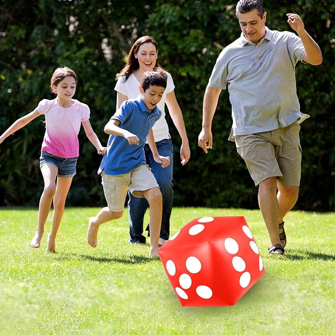 4 Pieces Jumbo Inflatable Dice 12.6 Inch Large Inflatable Dice Fun Game Toy for Indoor Outdoor Lawn Swimming Pool Party Favor Board Game Decoration (White, Black, Blue, Red)