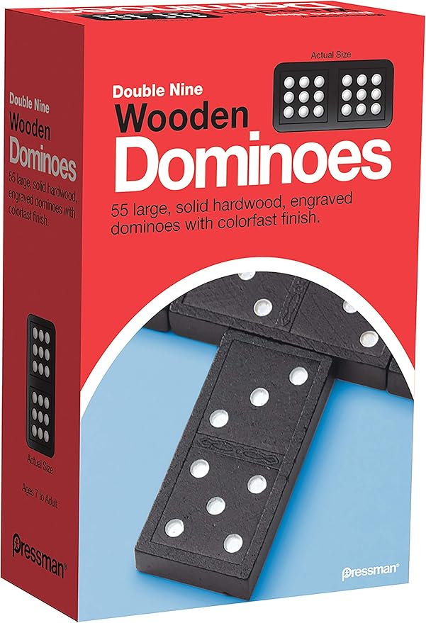Pressman 1621-12 Double Nine Wooden Dominoes, 5"