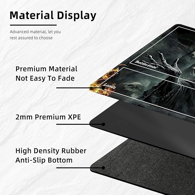 for MTG Playmat with Zones Storage Bag, for TCG Playmat and Playing Card Mat for Magic Board Games, Ghostly Faces Non-Slip Stitched Edges Game Mat, Rollable Foldable Card Playmats