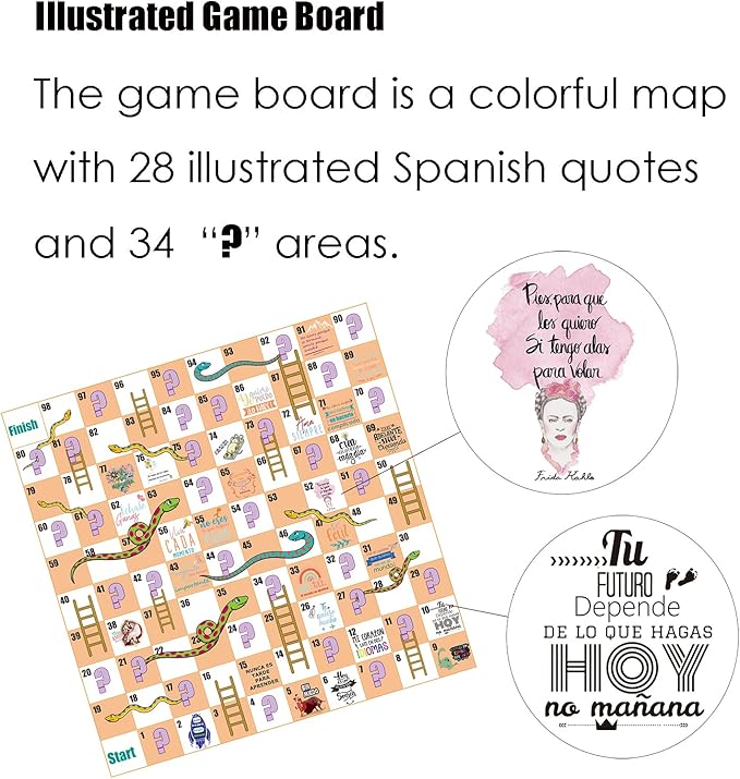 1step2dream Spanish Conversational Snakes&Ladders Board Game | Spanish Learning Game for Kids | Family Board Game