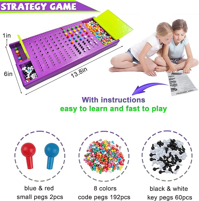 KIDAMI Code Breaker Board Game, Classic Codebreaking Codename Original Travel Board Game, Brain Puzzle Play Set - 2 Player Battle of Famliy Game, STEM Development Toys for Kids & Adults