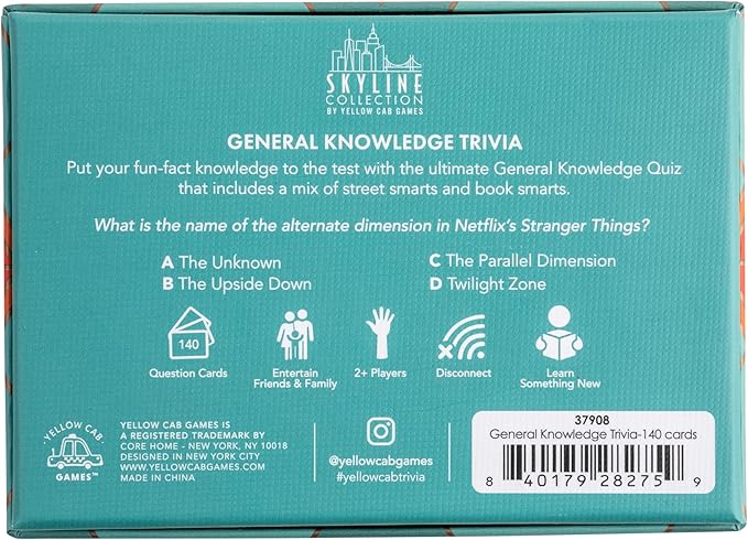 Skyline Collection Trivia Set - General Knowledge Trivia, 140 Question Cards - Game Night Entertainment for Families & Friends