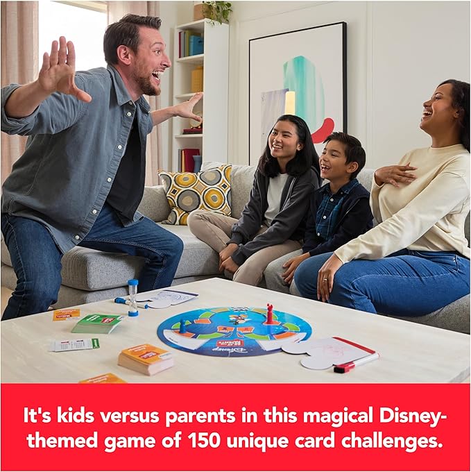 Spin Master Games, Beat The Parents Disney Edition, Kids vs. Parents Family Board Game, Up-and-Active Trivia & Challenges, Disney Games, 4 Players, for Ages 8 & Up