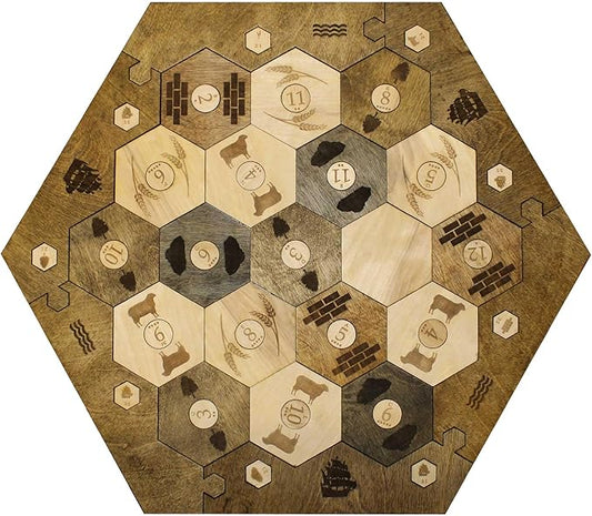 Custom Wood Settler Game Board - 2-4 Players | Main Board Walnut Frame | Compatible with Catan