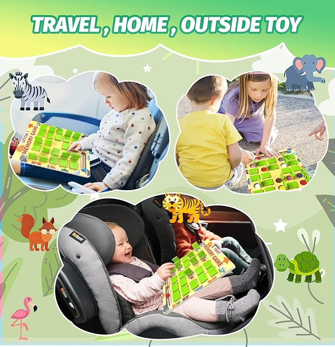COVTOY Matching Memory Game, Wooden Educational Board Game Travel Toy for Kids Age 3 4 5 6 7 8 Year Old Birthday Gifts for Boys Girls