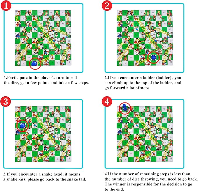 KIDAMI Magnetic Snakes and Ladders Board Game Set, Folding Portable Design and Light-Weight, Travel Game Set Gift for Kids and Adults