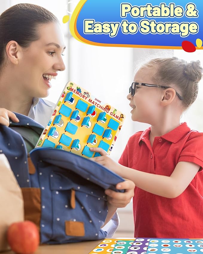 Matching Memory Game for Kids Ages 3-5 4-8, Board Games for 4-6, Car Airplane Camping Travel Toys Games Activities for 3-5 4-8, Toddler Kid Road Trip Essentials, Birthday Gifts for Kids Boys Girls