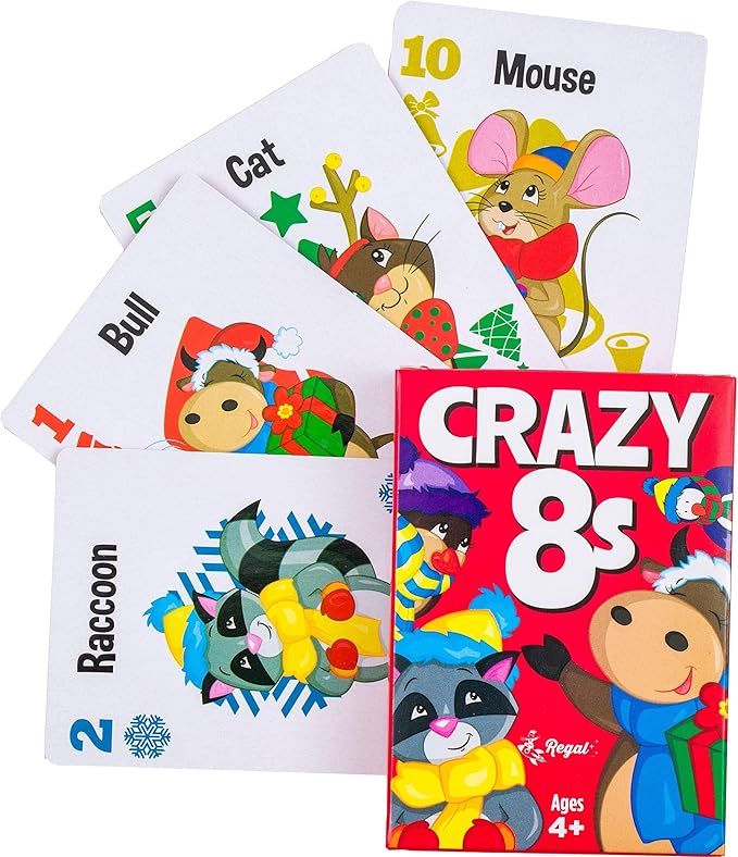 Regal Games Card Games for Kids - Go Fish, Crazy 8's, Old Maid, Slap Jack, Monster Memory Match, Snowball Fight - Holiday-Themed, Simple & Fun Classic Family Table Games - Games May Vary (6 Set)