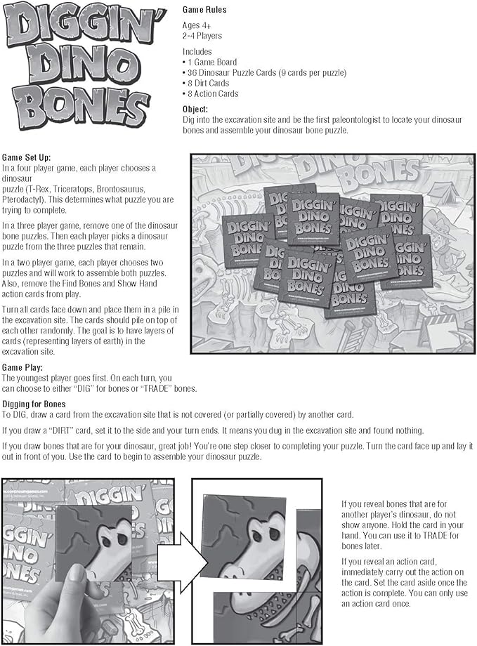 Continuum Games - Digging Dino Bones Board Game, Kids Aged 4 & Up