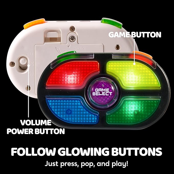 SYNCFUN 7-Key Handheld Game with 4 Game Modes, Board Games for 1 or 2 Players, Lights and Adjustable Sound, Ages 8+ (2-Pack)