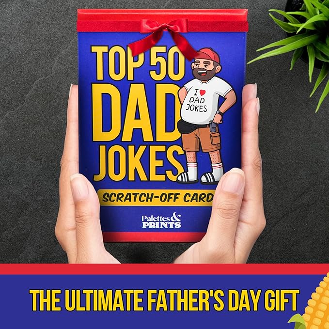 Premium Top 50 Dad Jokes Scratch Off Cards Funny Husband Papa Grandpa Gift Idea - Father's Daddy Birthday Gift - Old and New Dad Gifts