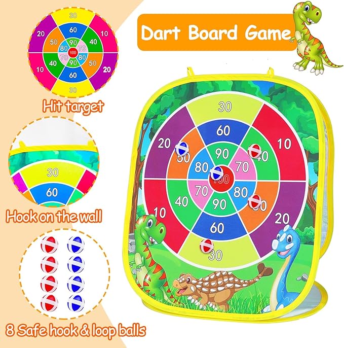 3 in 1 Bean Bag Toss Game for Kids, Toddler Toys for 2 3 4 5 Year Old Boys Girls Birthday Gifts, Dinosaur Cornhole Party Carnival Games Backyard Outdoor Outside Toys Ages 1-3 2-4 4-8 Easter Toy Game