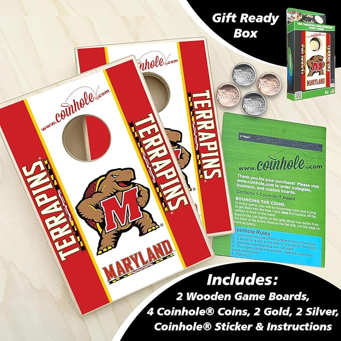 Tabletop Cornhole Game Set | Officially Licensed College Mini Football Cornhole Board Game | Includes Coins