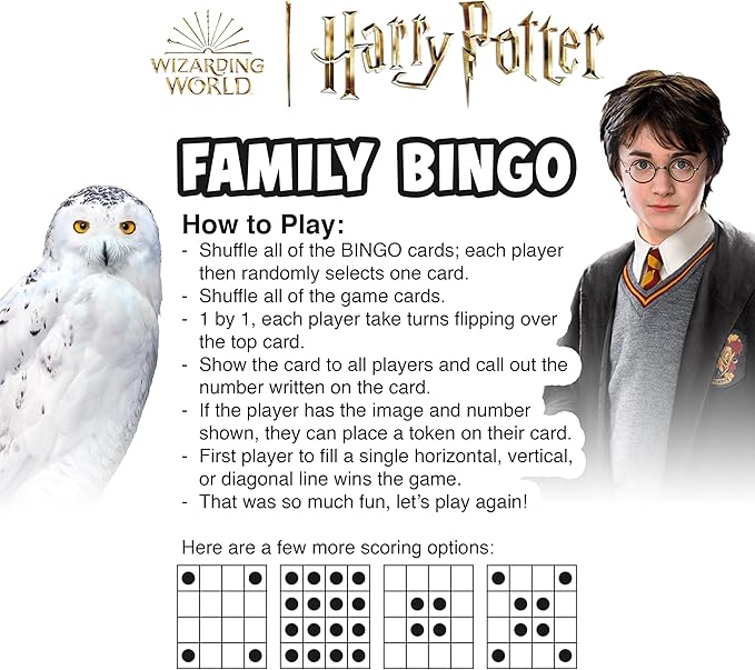 AQUARIUS Harry Potter Family Bingo Game - Fun Family Party Game for Kids, Teens & Adults - Entertaining Game Night Gift - Officially Licensed Harry Potter Merchandise