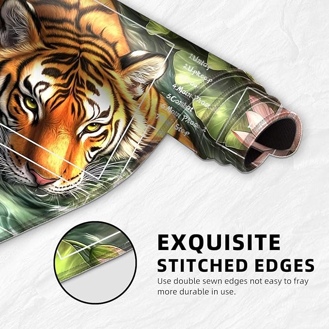 for MTG Playmat with Zones Storage Bag, for TCG Playmat and Playing Card Mat for Magic Board Games, Tiger Non-Slip Stitched Edges Game Mat, Rollable Foldable Card Playmats