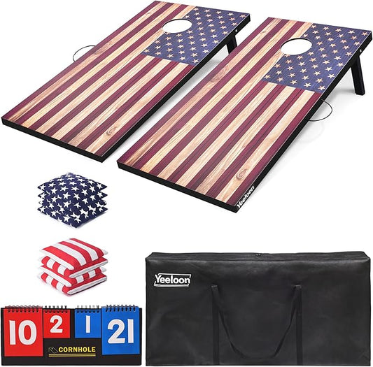 Cornhole Set, Tailgate/Regulation Size Cornhole Boards with 8 Bean Bags and Carrying Case, 3x2/4x2 Corn Hole Outdoor Game Toss Board for Adults Outside Activities