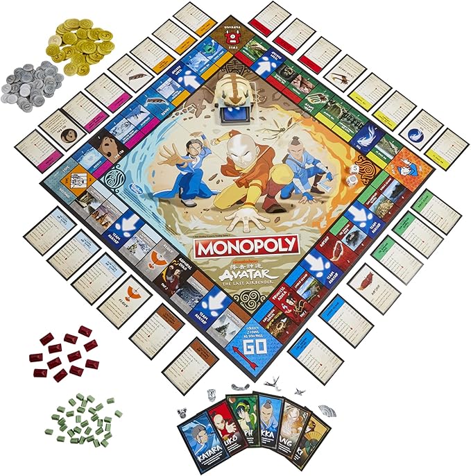 Hasbro Gaming Monopoly: Avatar: Nickelodeon The Last Airbender Edition Board Game for Kids Ages 8 and Up, Play as a Member of Team Avatar (Amazon Exclusive)