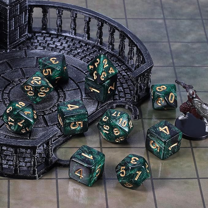 CiaraQ DND Dice Sets - 2 X 11 Polyhedral Dice (22pcs) for Dungeons and Dragons, Role Playing Table Game.