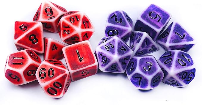 DND Dice Set 2 x 7 (14 PCS) Polyhedral Red Retro Distressed Dice for Dungeons and Dragons(D and D) RPG MTG Roleplaying Tabletop Dice Complete D4 D6 D8 D10 D12 D20