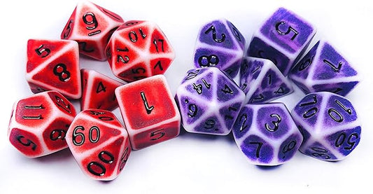 DND Dice Set 2 x 7 (14 PCS) Polyhedral Red Retro Distressed Dice for Dungeons and Dragons(D and D) RPG MTG Roleplaying Tabletop Dice Complete D4 D6 D8 D10 D12 D20