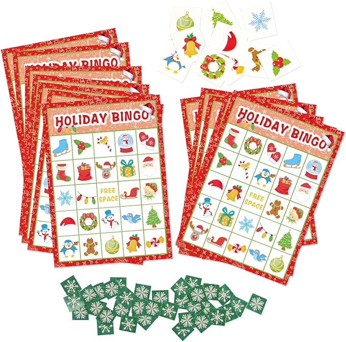 Fancy Land Christmas Bingo Game for Kids 24 Players Holiday Party Supplies