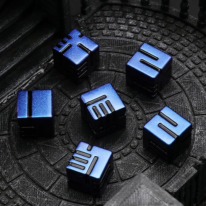 Line Metal D6 Dice 16mm, Die 6 Unique Dice Set Great for DND RPG Dungeons and Dragons (D6 Dazzle Black)