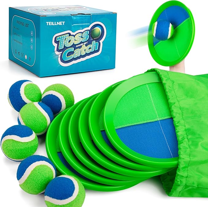Toss and Catch Ball Set for Toddlers, Kids and Adults - 6 Pack - Kids Toys Outdoor Indoor - Sturdy & Water-Resistant, Great Game for Beach, Pool and Yard - Classic Gift for Boys Girls