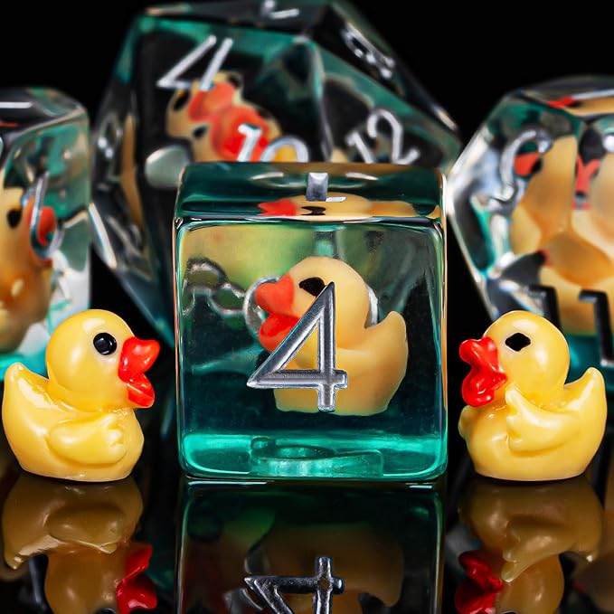 Duck D&D Resin Dice Set, Polyhedral DND Dice Animal Inclusion Dice D and D for Dungeons and Dragons MTG RPG Board Games