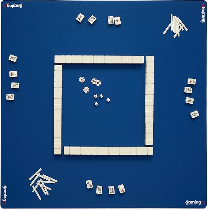 The Gaming Mat Company Poker, Dominoes, Bridge & Mahjong Table Mat. Blue 33” x 33” Premium Cards Playmat & Card Gaming Mat Table Top Cover Topper Square Mahjong Table