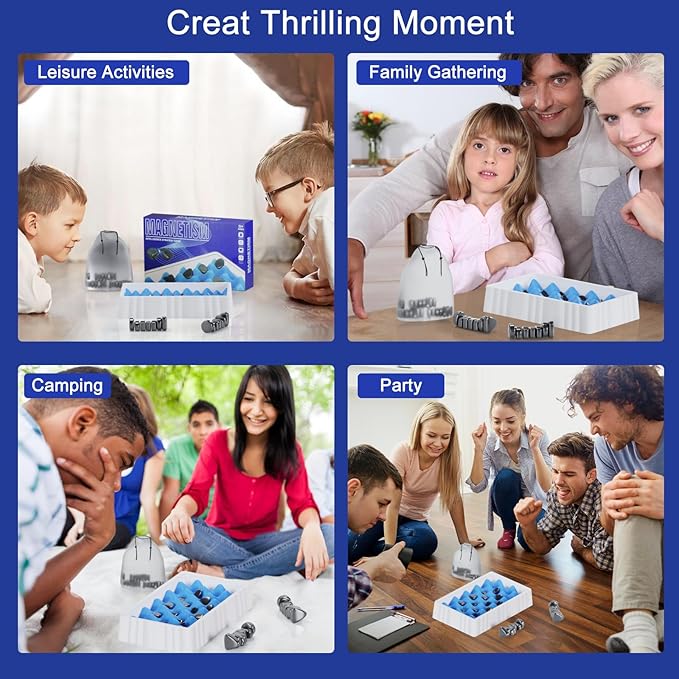 Magnetic Chess Game New Fun Tabletop Magnetic Chess Set Battle Board Game Strategy Game with Stones Family Games for Kids and Adults Party Games
