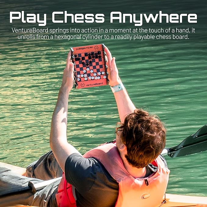 6 Inches Magnetic Unique Chess Set Board Game - 2 Extra Queens - Folding Board, Portable Travel Chess Board Game Pieces - Orange/Grey