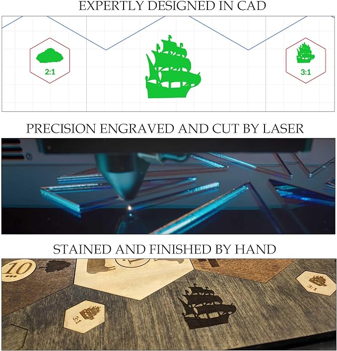 Personalized Wood Settler Game Board with Expansion Pack - 2-6 Players | Includes: Main Board and Expansion Pack