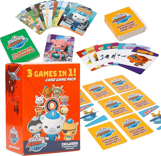 Mighty Mojo Octonauts Kids Classic Card Games - Memory Game, Go Fish & Old Maid Fun Family Game for Boys and Girls Party Toys Night – Three Total Easter Basket Stuffer