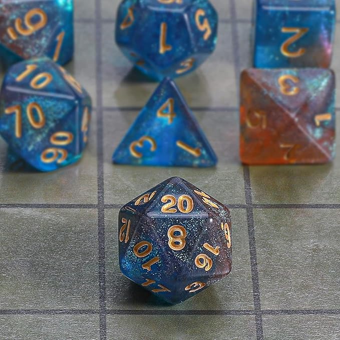 CiaraQ DND Polyhedral Dice Set with a Black Dice Bag for D&D RPG MTG Role Playing Table Games
