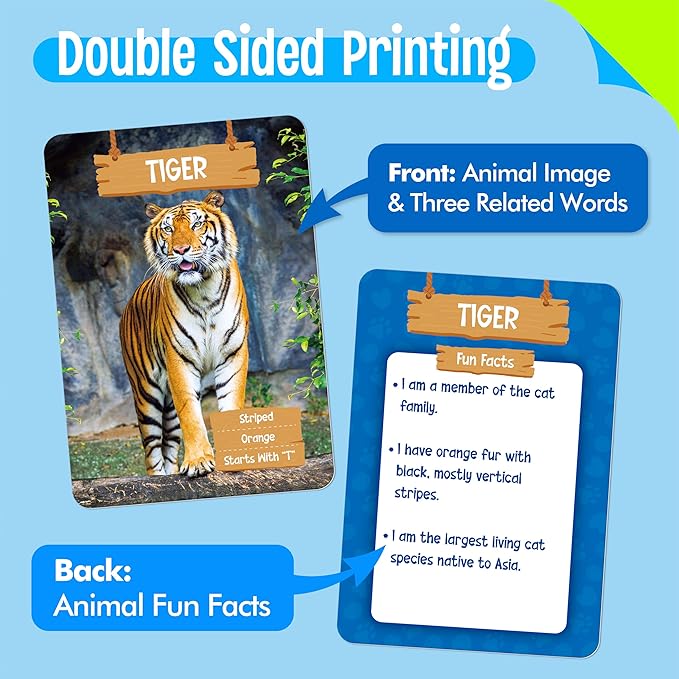 SpriteGru Outdoor Scavenger Hunt Card Game, 50 PCS Animal World Flashcard Jumbo Size Animals Introduction Cards Educational Toys Outside Nature Activity Outdoor Games for Kids & Family