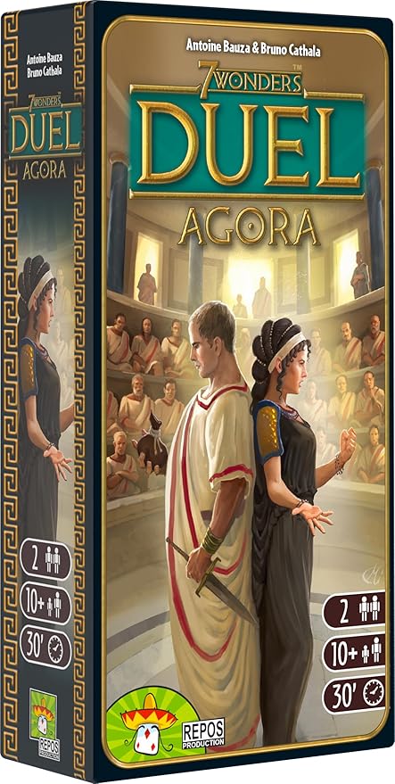 7 Wonders Duel Agora Board Game EXPANSION - Intense Two-Player Battles in the Ancient World! Strategy Game for Kids and Adults, Ages 10+, 2 Players, 30 Minute Playtime, Made by Repos Production