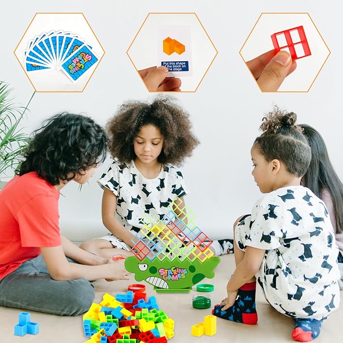 48pcs Balance Stacking Toy, Plastic Stacking Blocks Balancing Game Balance Board Game Balance Tower Game Building Blocks Toy for Kids Adults Family Party Games