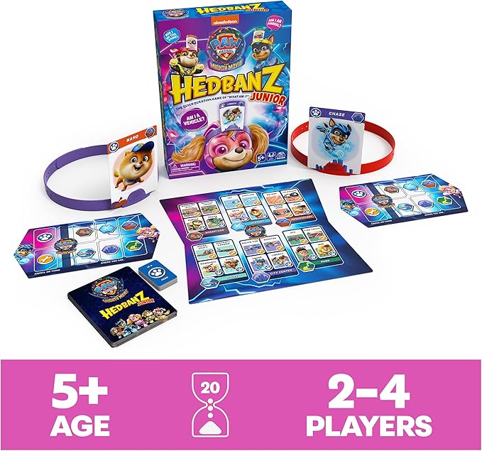 Hedbanz Junior PAW Patrol The Mighty Movie Game- Family Games | Games for Family Game Night| Kids Games | Card Games for Families & Kids Ages 5 and up