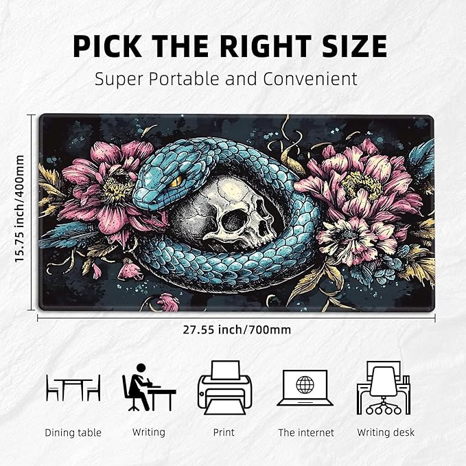 for MTG Playmat with Storage Bag, for TCG Playmat and Playing Card Mat for Magic Board Games, Non-Slip Snake Skull Desk Mat, Stitched Edges Game Mat, Rollable & Foldable Card Playmat