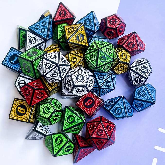 35Pieces DND Dice Set| Carving Dice Polyhedral Dice Set for Board Game