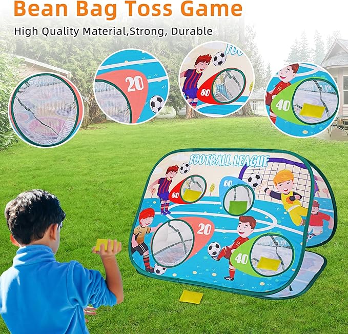 32Inch Bean Bag Toss Game Toy, Outdoor Toys for Toddlers Football Toys, Outdoor Activities for Kids Ages 3-5 Lawn Games for Kids