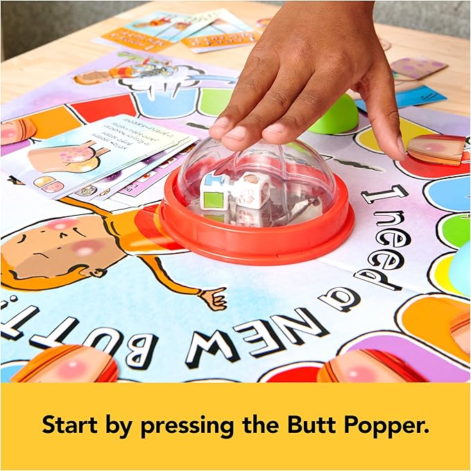 I Need a New Butt! The Game, Based on the Book with Butt Popper and Butt Cheek Tiles Fun Game for Family Game Night, For Kids Ages 5 and up