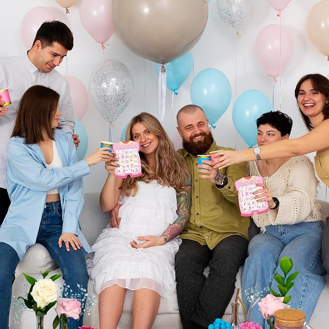 24 Player Baby Shower Bingo Cards - Pink Newborn Baby Bingo Party Activity Supplies