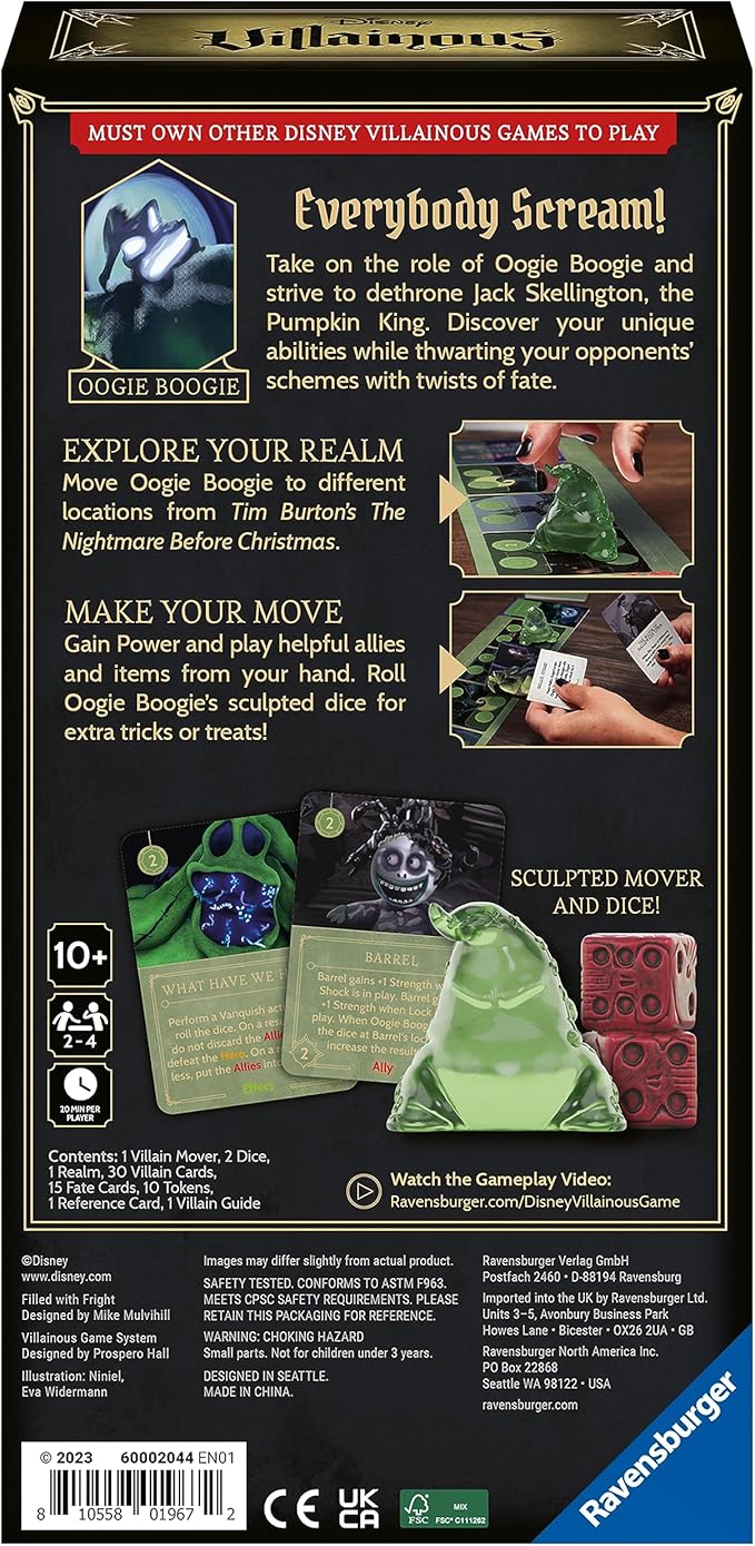 Ravensburger Disney Villainous: Filled with Fright - Strategy Board Game for Age 10 & Up | Award-Winning Line | Featuring Oogie Boogie