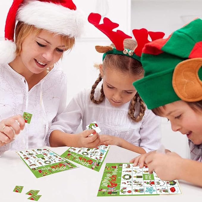 Christmas Bingo Game for Large Groups - 24 Player Christmas Party Game with Bingo Cards for School, Classroom & Family Activities