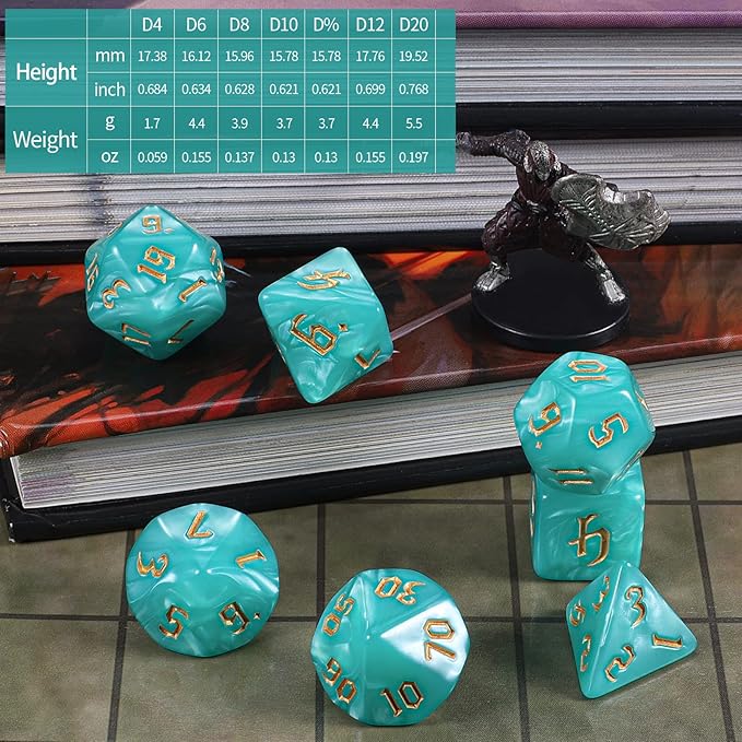 CiaraQ DND Polyhedral Dice Set with Dice Bag for Dungeons and Dragons RPG MTG Role Playing Table Games