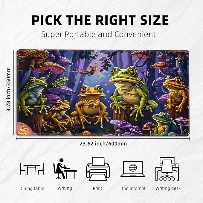 for MTG Playmat with Zones Storage Bag, for TCG Playmat and Playing Card Mat for Magic Board Games, Frog Non-Slip Stitched Edges Game Mat, Rollable Foldable Card Playmats