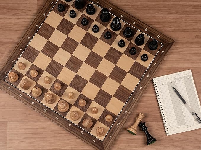 A&A 18.875" Professional Wooden Tournament Chess Board/Walnut & Maple Inlaid / 2.0" Squares w/o Notation