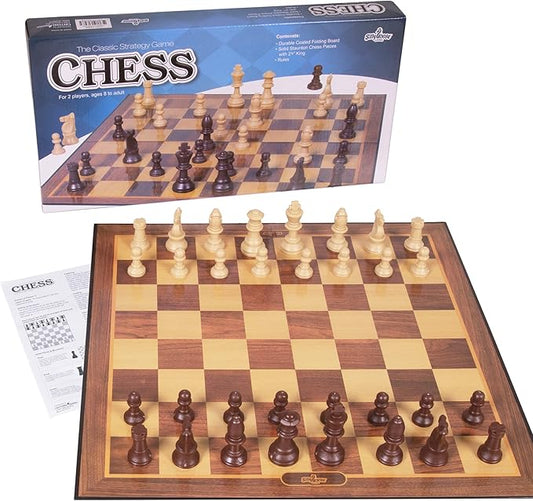 Silly Goose Chess Game, Cardboard Folding Chess Set with Plastic Chess Pieces, Board Games